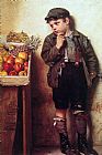 John George Brown Eyeing the Fruit Stand painting